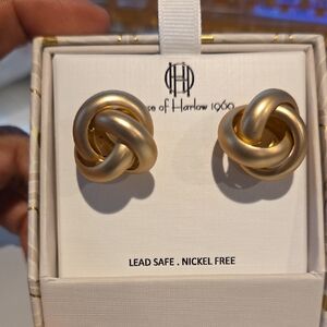 House of Harlow 1960 Satin Gold Knot Earrings
